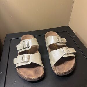 Birkenstock White Gold Leather Sandals
